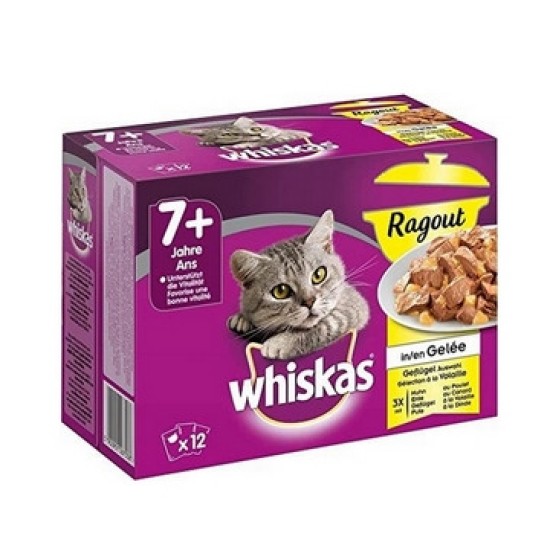 Whiskas selection,12 φακελάκια με τζελ, για7+ ενήλικες γάτες